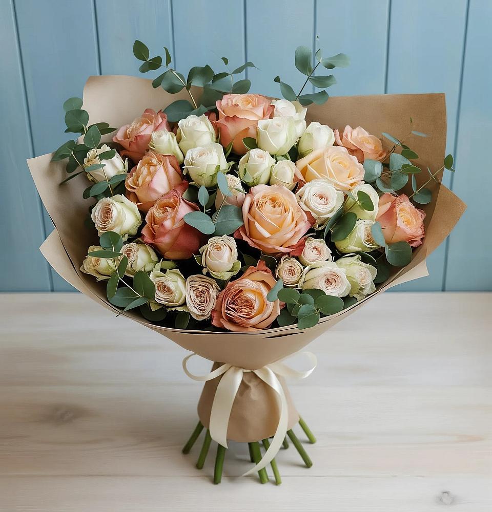 Букет цветов из: Альстромерии и Розы в Печорах