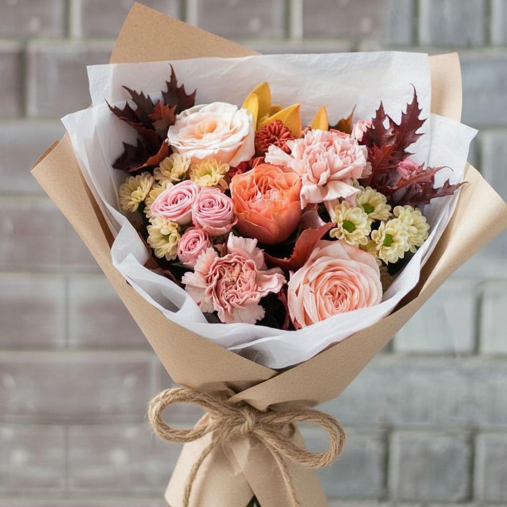 Букет цветов из: Гвоздики, Хризантемы и Розы в Печорах