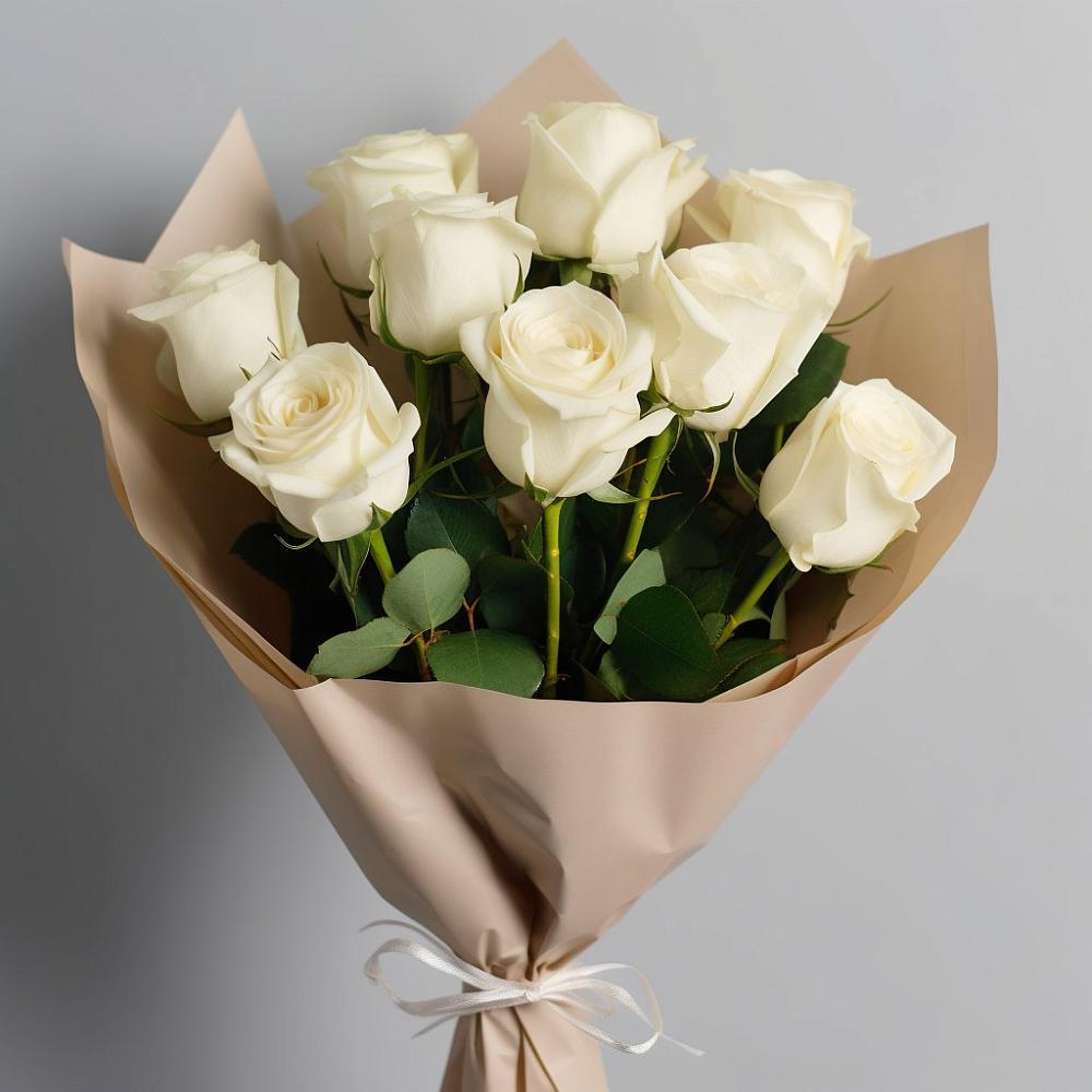 Букет 9 Белых роз Эдлесс Лав в Печорах
