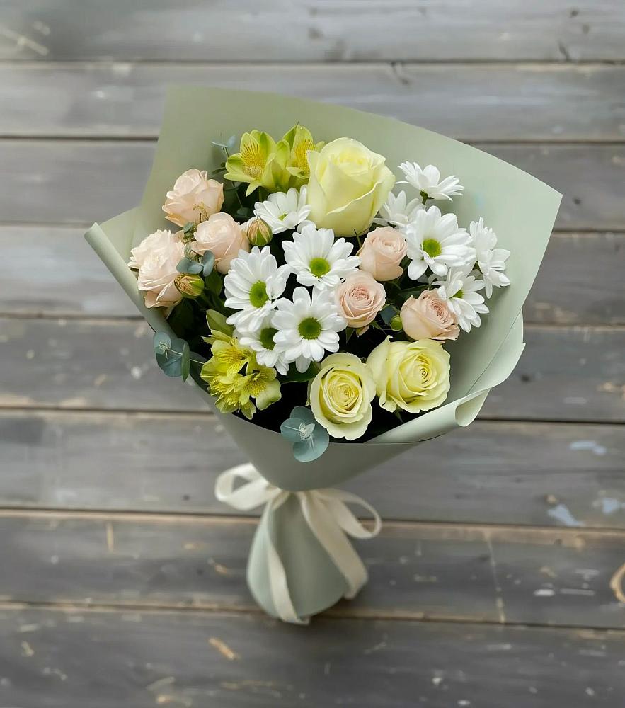 Букет цветов из: Альстромерии, Розы и Хризантемы в Печорах