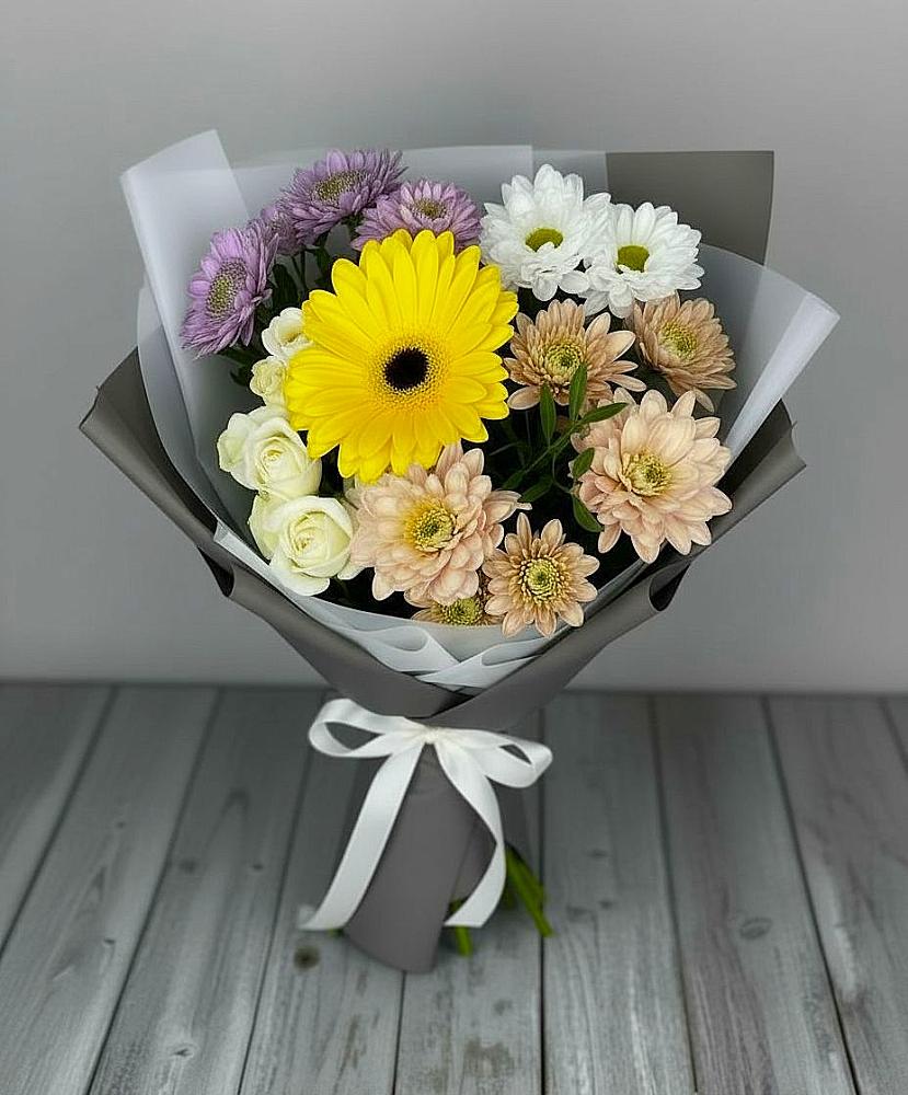 Букет цветов из: Розы, Герберы и Хризантемы в Печорах