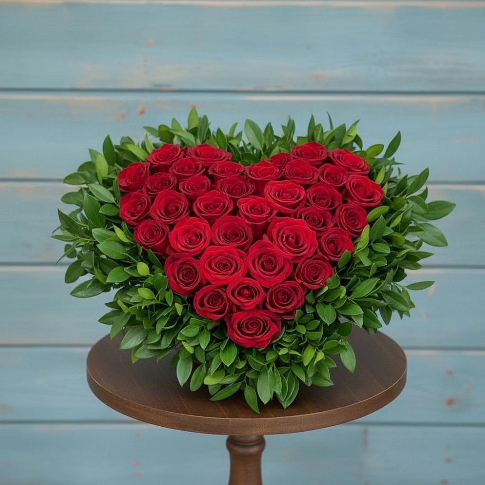 Цветочная композиция из Розы в виде сердца в Печорах