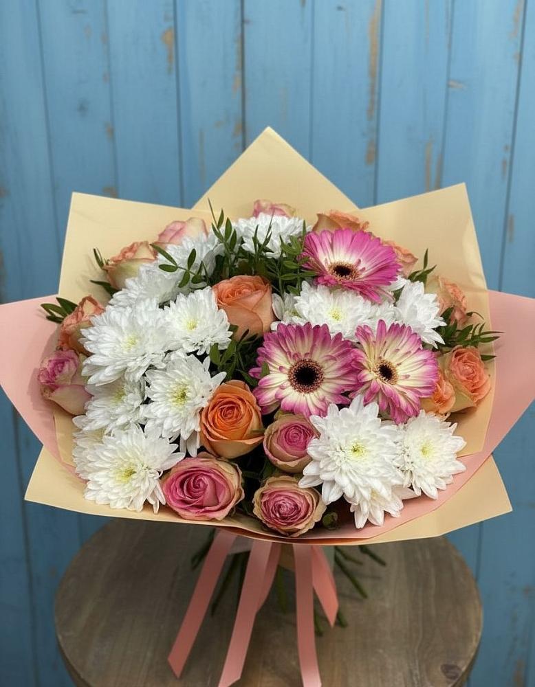 Букет цветов из: Розы, Герберы и Хризантемы в Печорах
