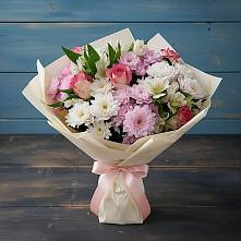 Букет цветов из:  Хризантемы, Альстромерии и Розы в Печорах