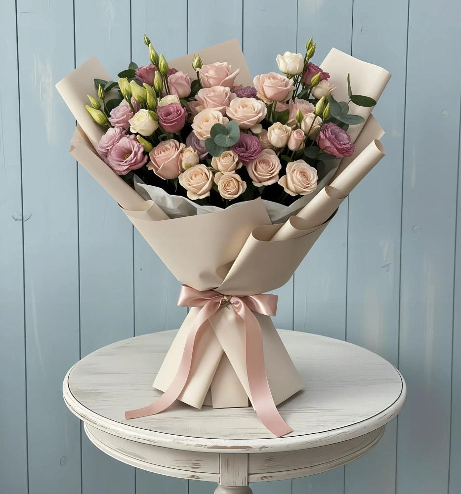 Букет цветов из: Розы и Лизиантусы в Печорах