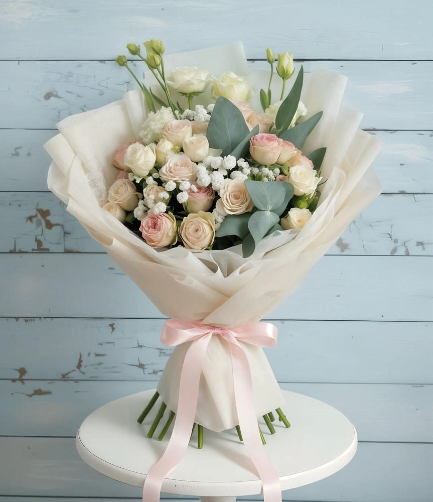 Букет цветов из: Розы и Лизиантусы в Печорах