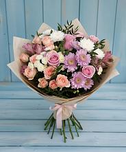 Букет цветов из:  Хризантемы, Розы и Альстромерии в Печорах