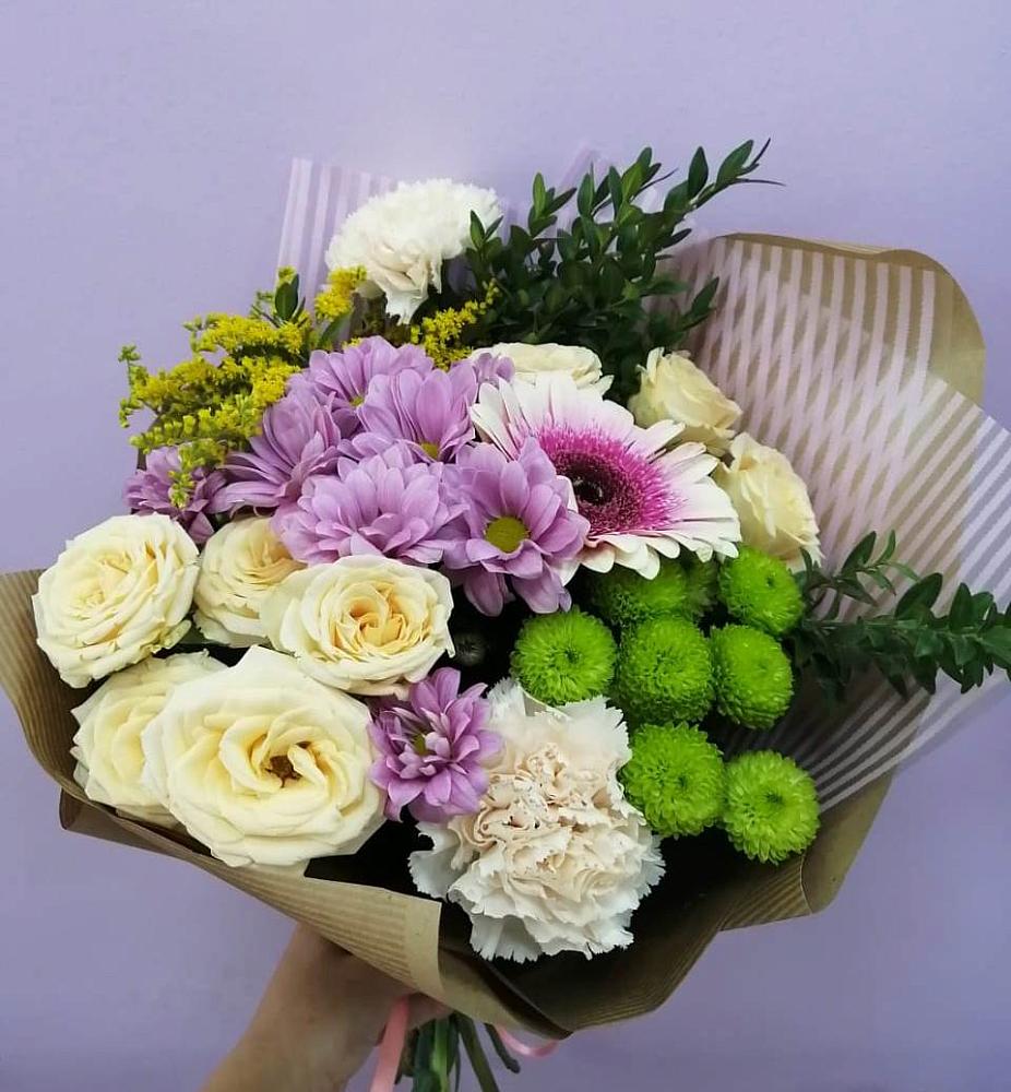 Букет цветов из: Хризантемы, Розы, Гвоздики и Герберы в Печорах