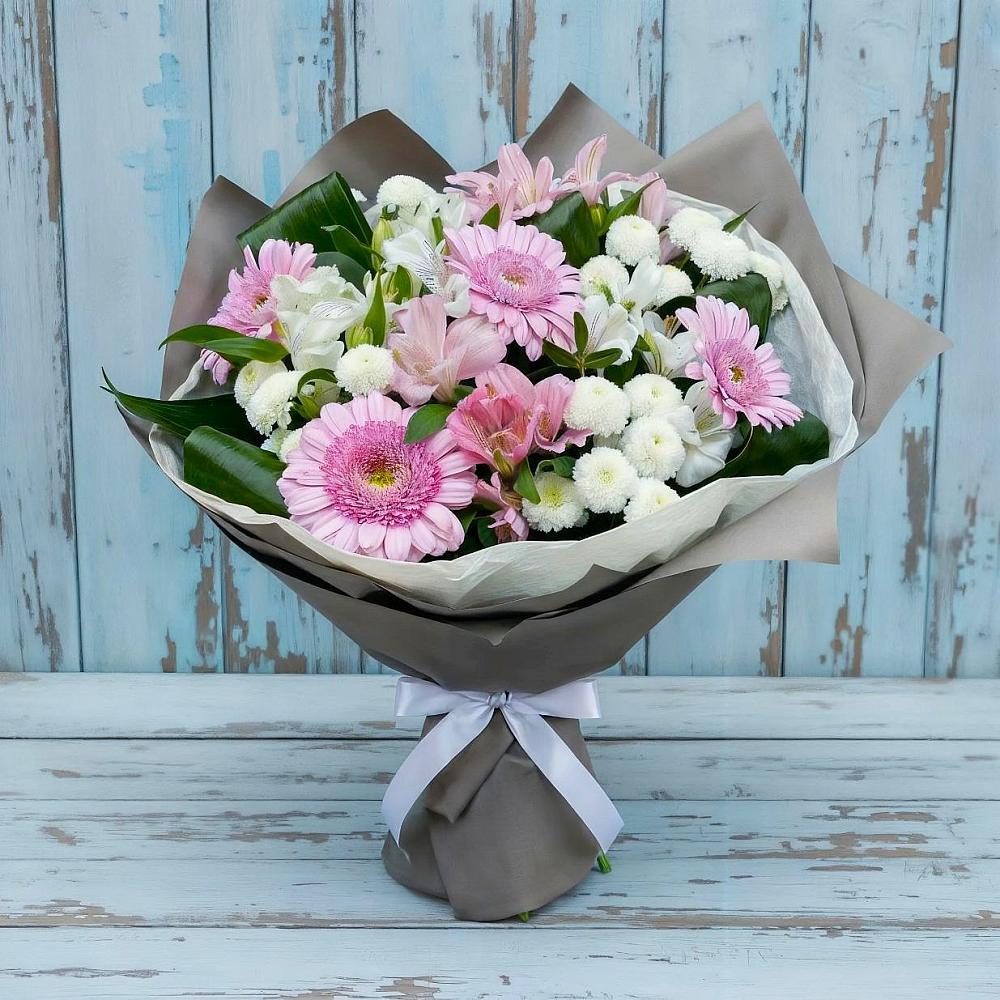 Букет цветов из: Герберы, Альстромерии и Хризантемы в Печорах