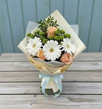 Букет цветов из:  Герберы, Розы и Хризантемы в Печорах