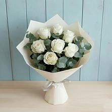 Букет Белые розы в Эвкалипте #REPLACE_PRED# Печорах